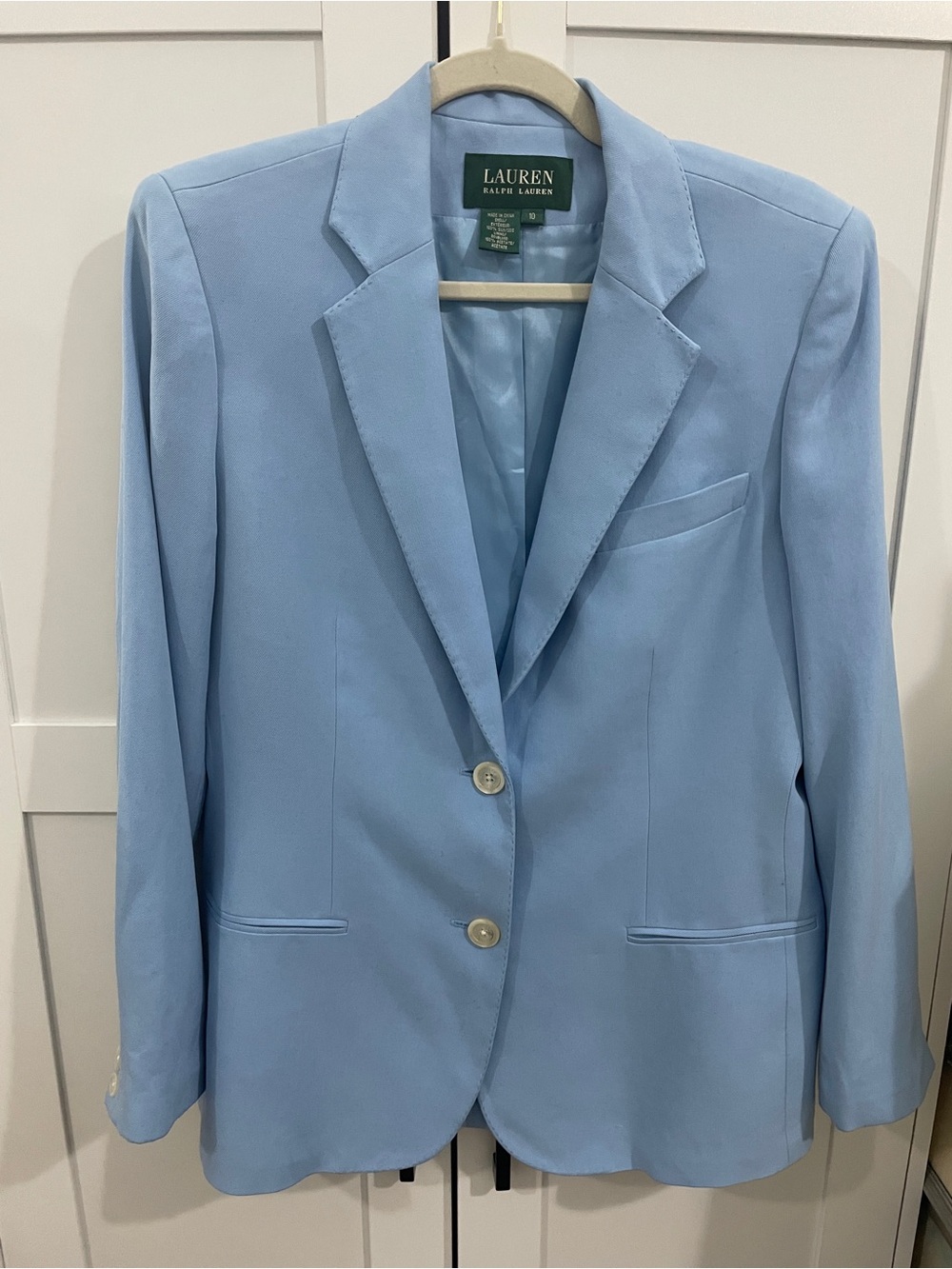 Lauren Ralph Lauren 100% Silk Blazer Women’s 10 Powder Blue Soft Luxury Jacket